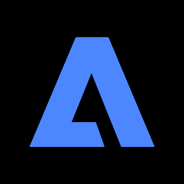 DoomBench-blue rendering of the Adobe logo against a black background.
