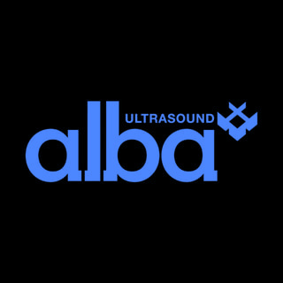 DoomBench-blue rendering of the Alba Ultrasound logo against a black background.