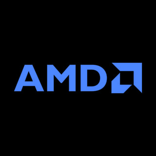 DoomBench-blue rendering of the AMD logo against a black background.