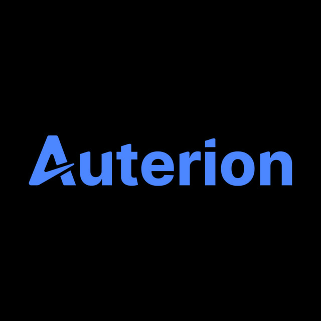 DoomBench-blue rendering of the Auterion logo against a black background.