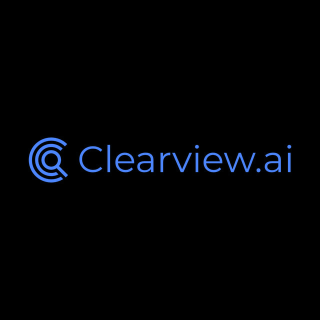 DoomBench-blue rendering of the Clearview AI logo against a black background.