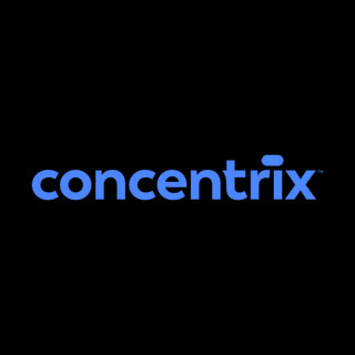 DoomBench-blue rendering of the Concentrix logo against a black background.