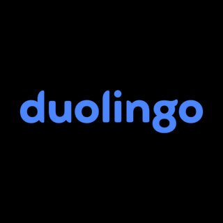 DoomBench-blue rendering of the Duolingo logo against a black background.