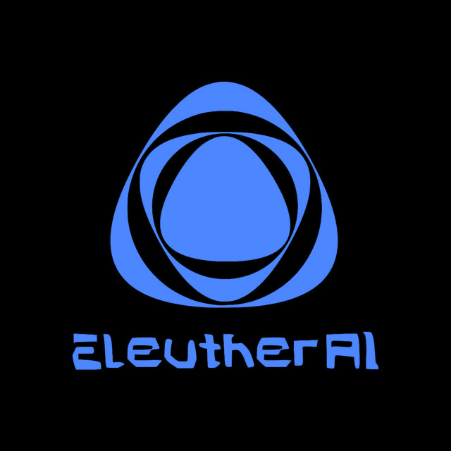 DoomBench-blue rendering of the EleutherAI logo against a black background.