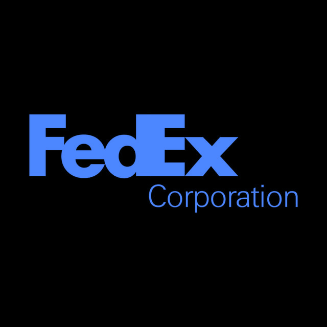 DoomBench-blue rendering of the FedEx logo against a black background.