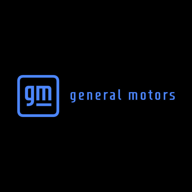 DoomBench-blue rendering of the General Motors logo against a black background.