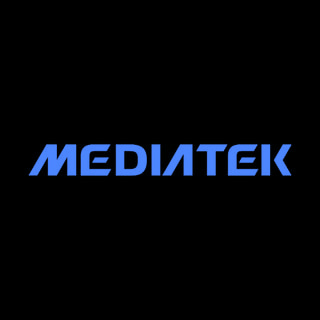 DoomBench-blue rendering of the MediaTek logo against a black background.