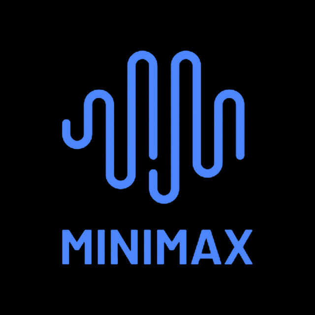 DoomBench-blue rendering of the MiniMax logo against a black background.