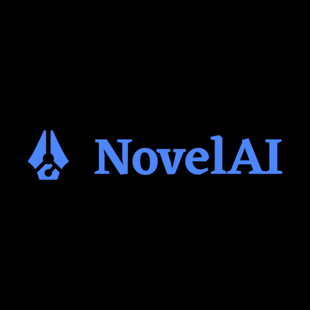 DoomBench-blue rendering of the NovelAI logo against a black background.