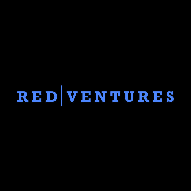 DoomBench-blue rendering of the Red Ventures logo against a black background.