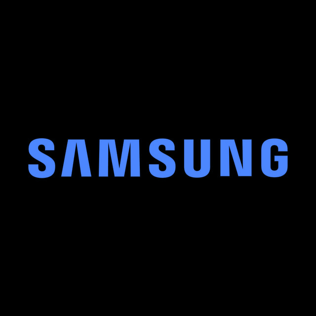 DoomBench-blue rendering of the Samsung logo against a black background.