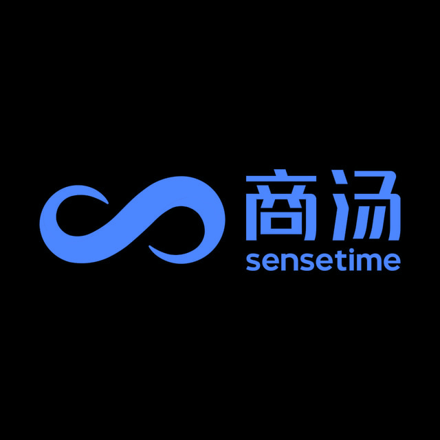 DoomBench-blue rendering of the SenseTime logo against a black background.