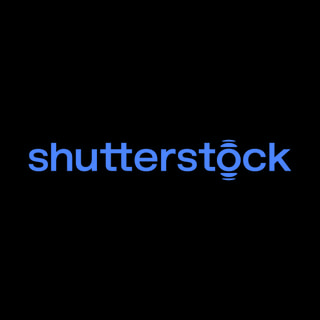 DoomBench-blue rendering of the Shutterstock logo against a black background.