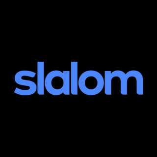 DoomBench-blue rendering of the Slalom logo against a black background.
