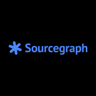 DoomBench-blue rendering of the Sourcegraph logo against a black background.