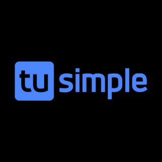 DoomBench-blue rendering of the TuSimple logo against a black background.