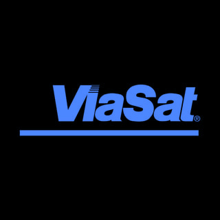 DoomBench-blue rendering of the Viasat logo against a black background.