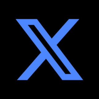 DoomBench-blue rendering of the X Corp logo against a black background.